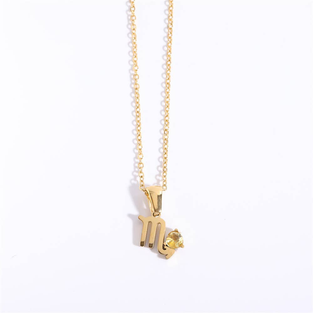 Birthstone Astrology Zodiac Necklace - You Choose Sign