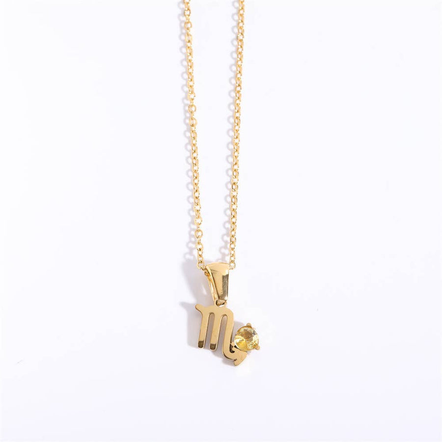 Birthstone Astrology Zodiac Necklace - You Choose Sign