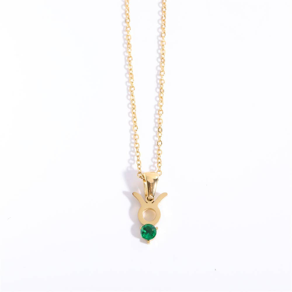 Birthstone Astrology Zodiac Necklace - You Choose Sign