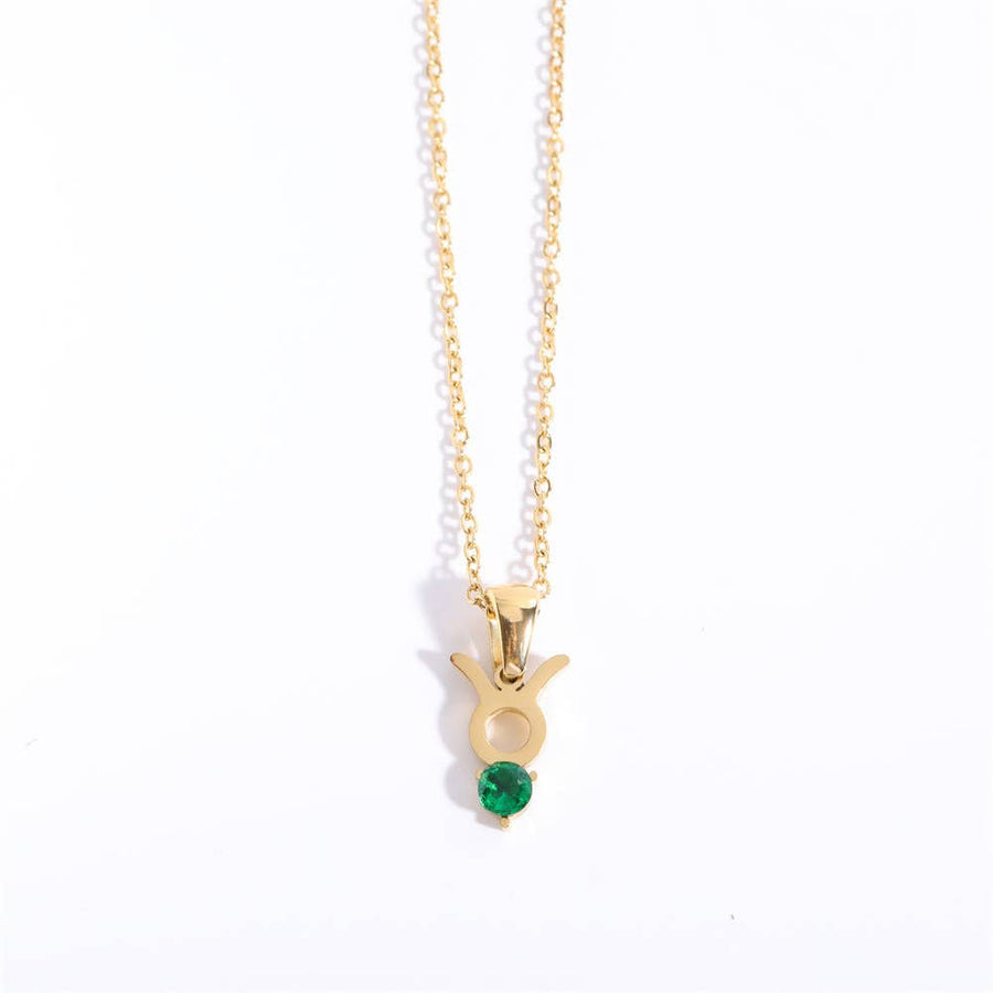 Birthstone Astrology Zodiac Necklace - You Choose Sign