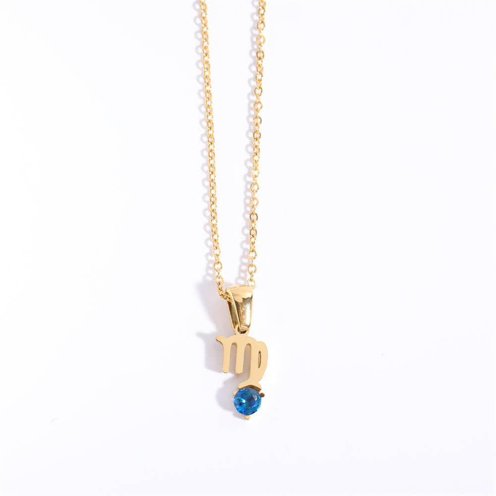 Birthstone Astrology Zodiac Necklace - You Choose Sign