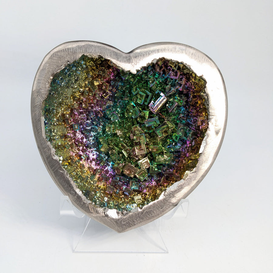 Heart-shaped Bismuth Crystal Geode in a Bliss Crystals Heart Bowl for positive vibrations