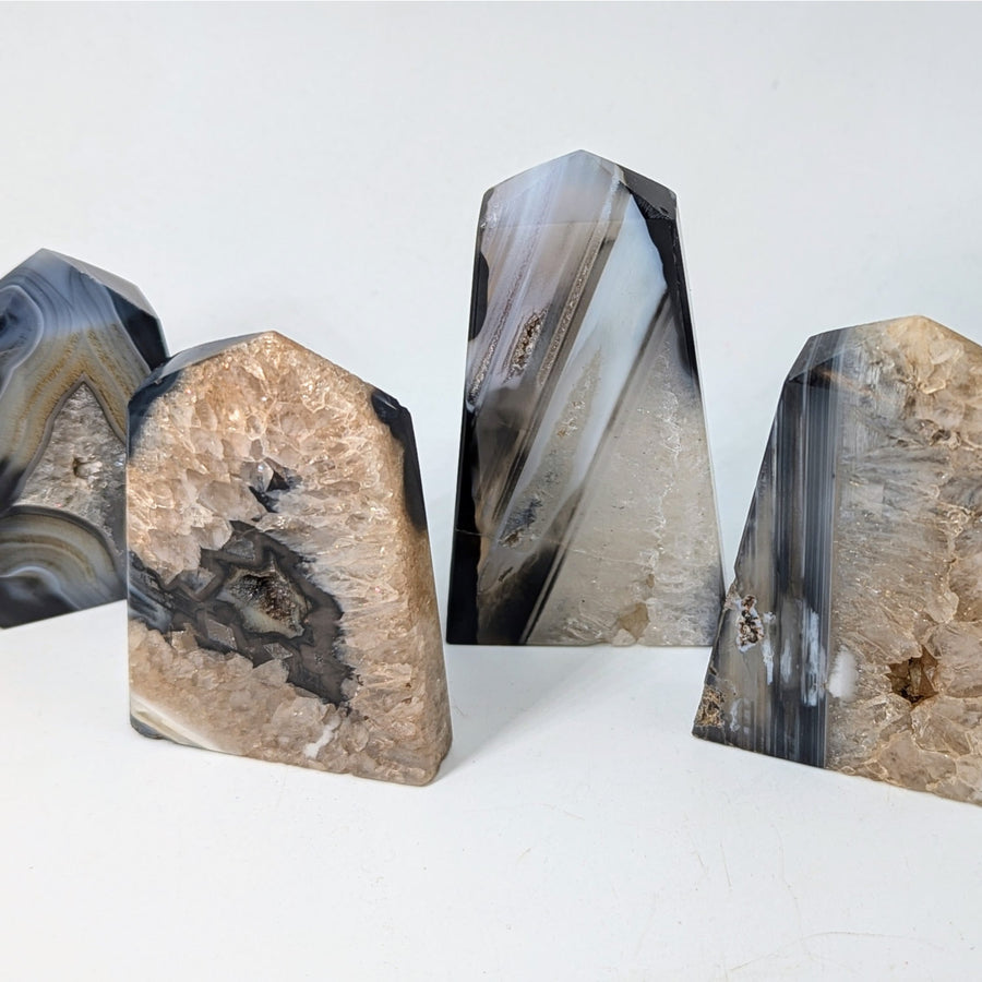 Black Banded Agate and Onyx Obelisk Thin Tower #LV9157