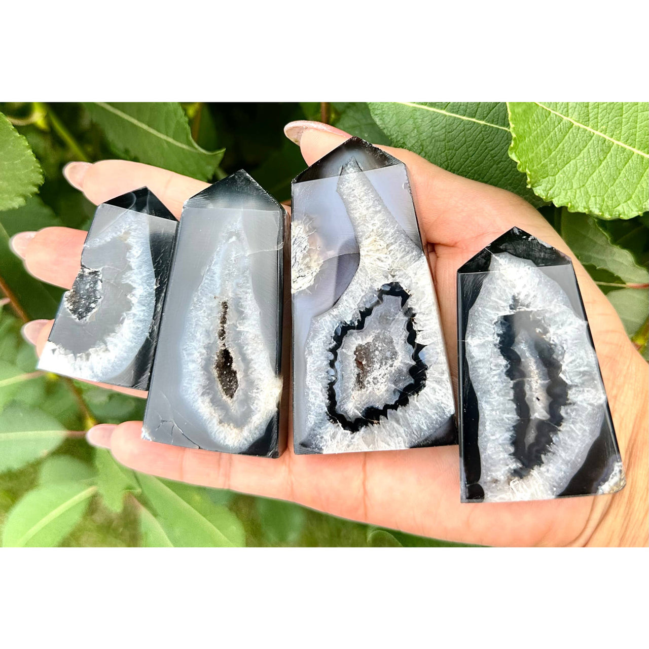 Black Banded Agate and Onyx Obelisk Thin Tower #LV9157