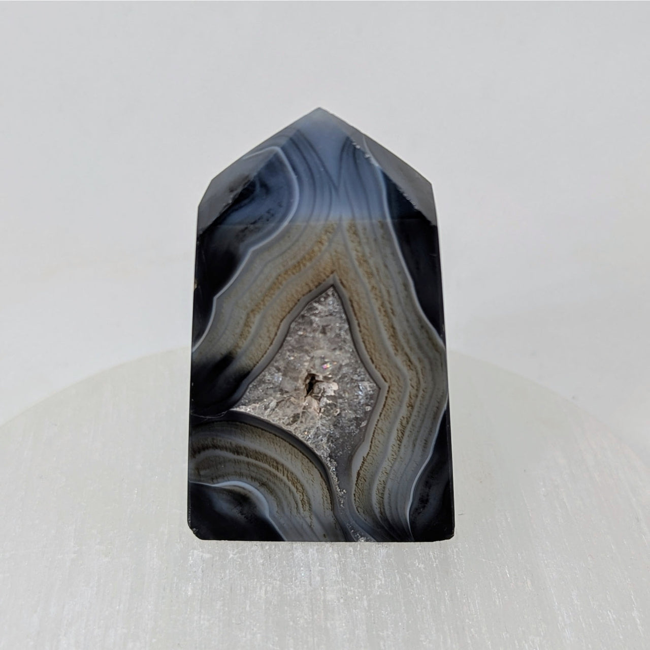 Black Banded Agate and Onyx Obelisk Thin Tower #LV9157 E $26