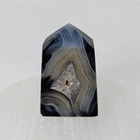 Black Banded Agate and Onyx Obelisk Thin Tower #LV9157 E $26