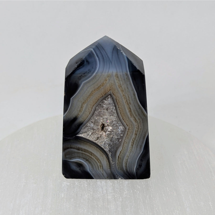 Black Banded Agate and Onyx Obelisk Thin Tower #LV9157 E $26