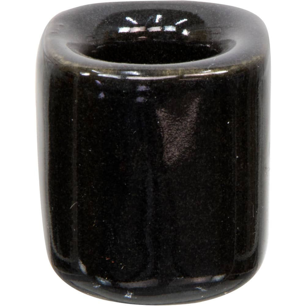 Black square ceramic chime candle holder bead #BC0435