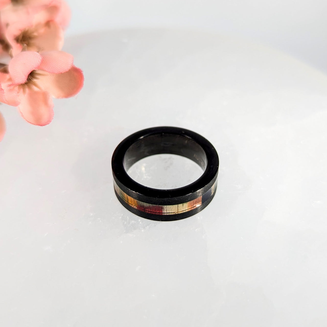 Black Multicolor Ring Sz 9 LVM Stainless Steel #LV9865 - $46