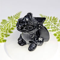 Black obsidian 3-inch Toothless dragon carving #BC1011 with scales and wings