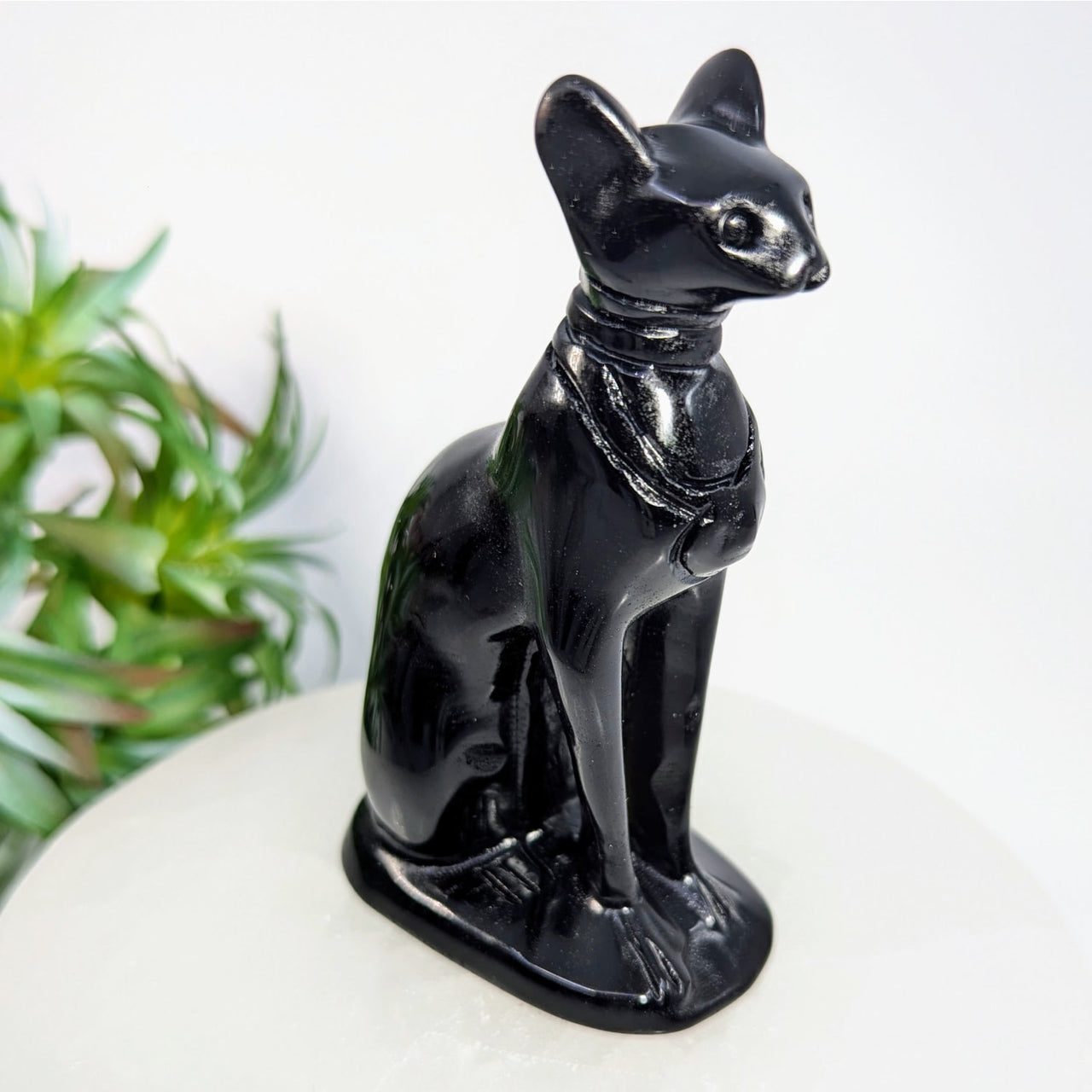 Black Obsidian 4’’ Egyptian Cat Carving #LV9289 - $94