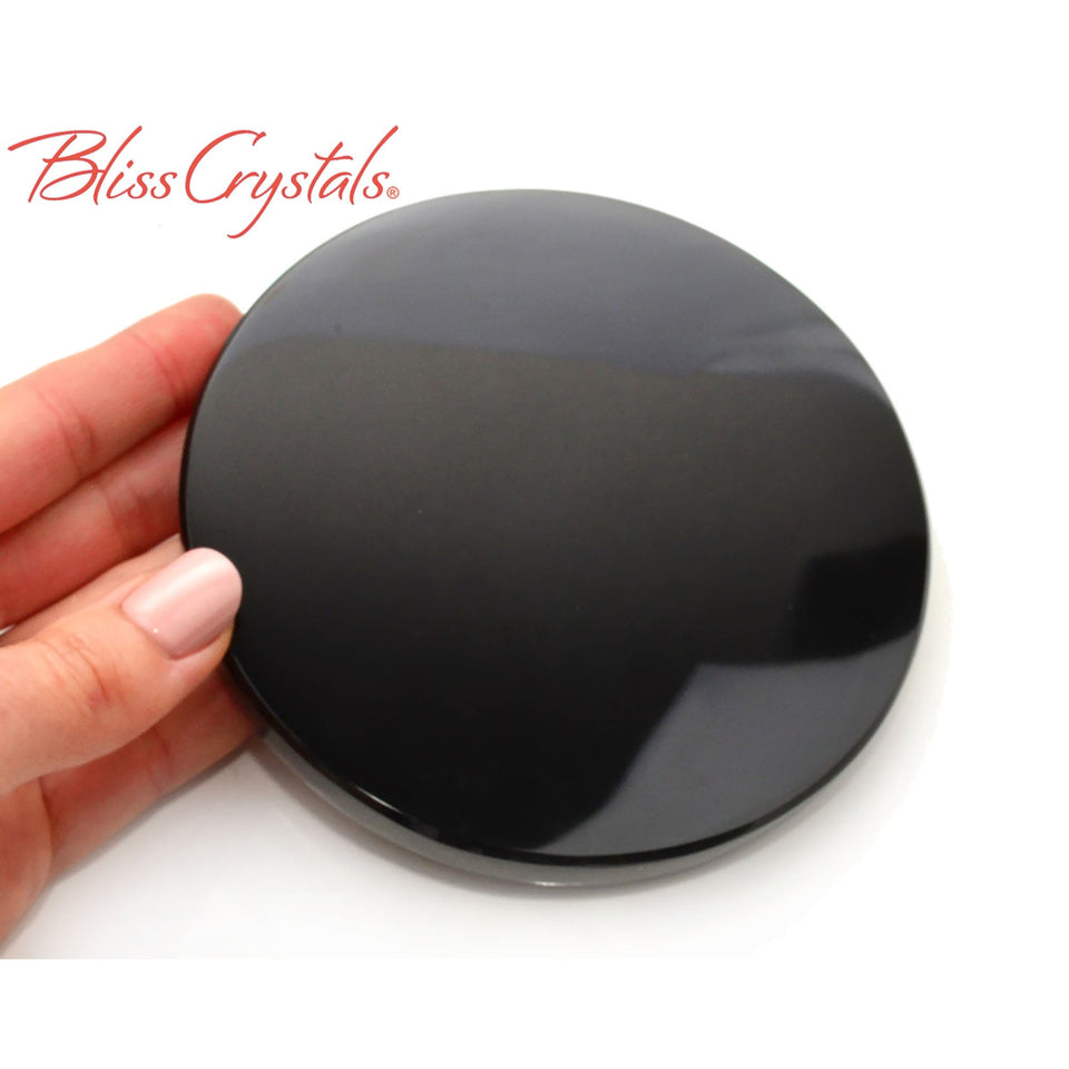 【中古】　IDOL BLACK solid 14ポンド Black Obsidian Mirror Stand Polished Altar Stone – Bliss