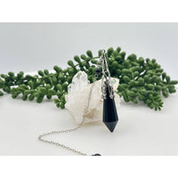 Black onyx art deco silver pendant necklace with chain LV9507