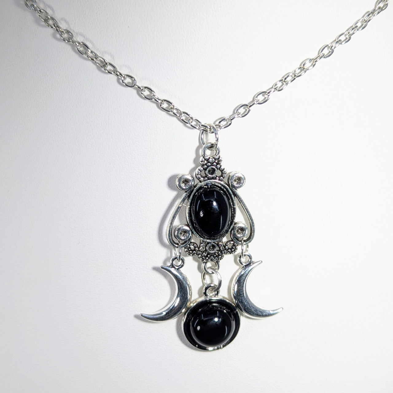 Black Onyx 20’’ Double Moon Design Necklace #LV9035 $7.95