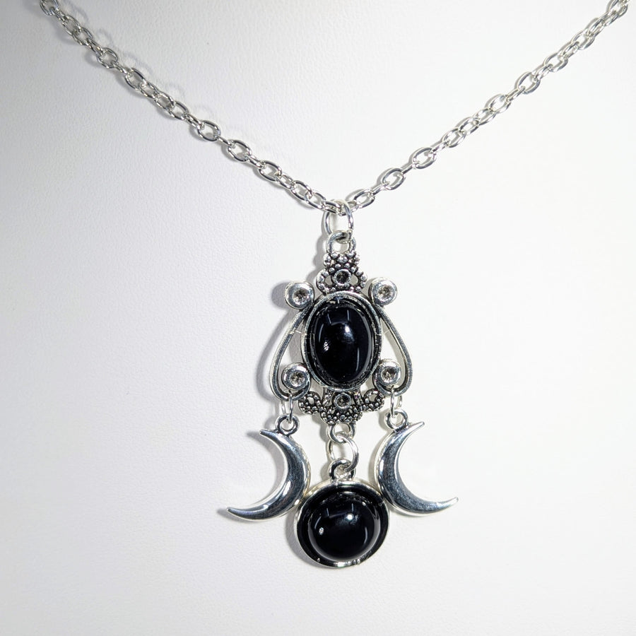 Black Onyx 20’’ Double Moon Design Necklace #LV9035 $7.95