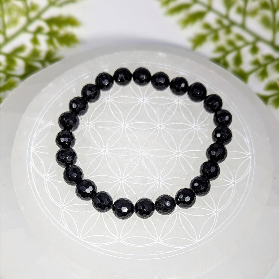 Black onyx 7-inch faceted bead bracelet BC0933