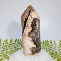 Polished Black Opal 5.3’’ geode tower #BC1268 with brown-beige swirls