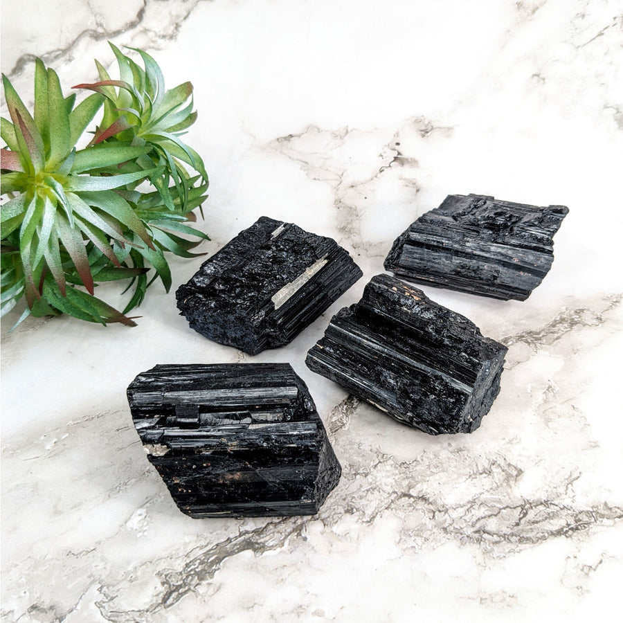 Black Tourmaline 1.5-3-inch rough stones for grounding and protective energy
