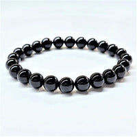 Black onyx bead bracelet with 6-8mm black tourmaline beads for energy healing and protection