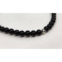 Thumbnail for Black Tourmaline Bracelet with small 4mm beads and one silver accent bead