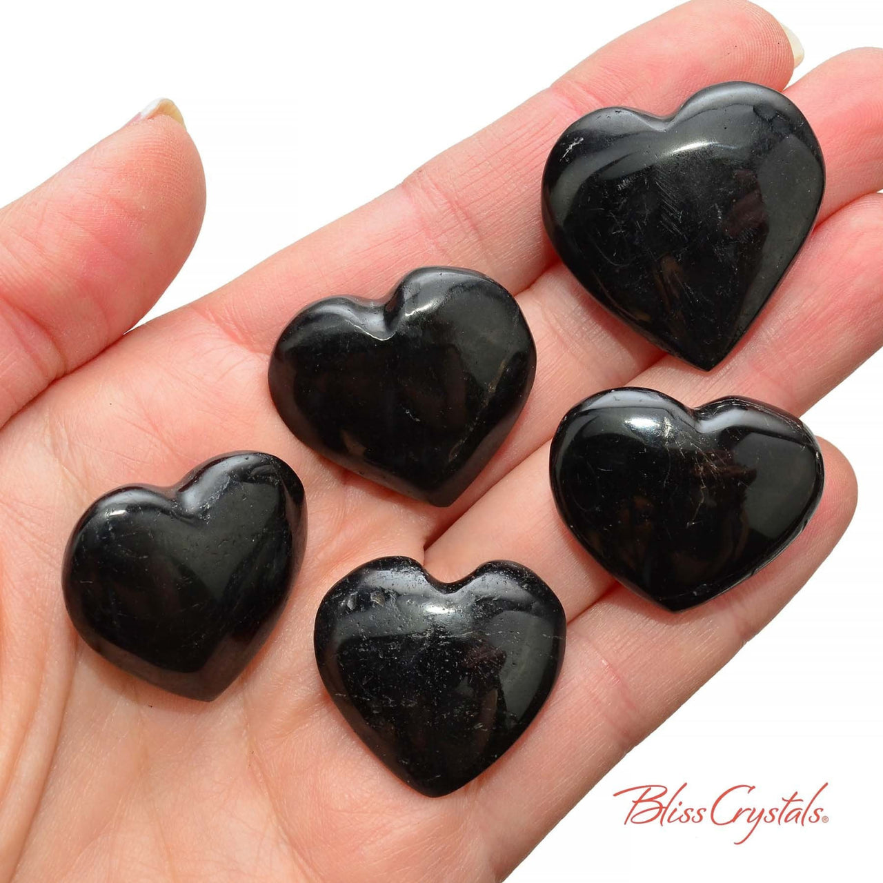 1 BLACK TOURMALINE Mini Heart + Bag for Protection Grounding