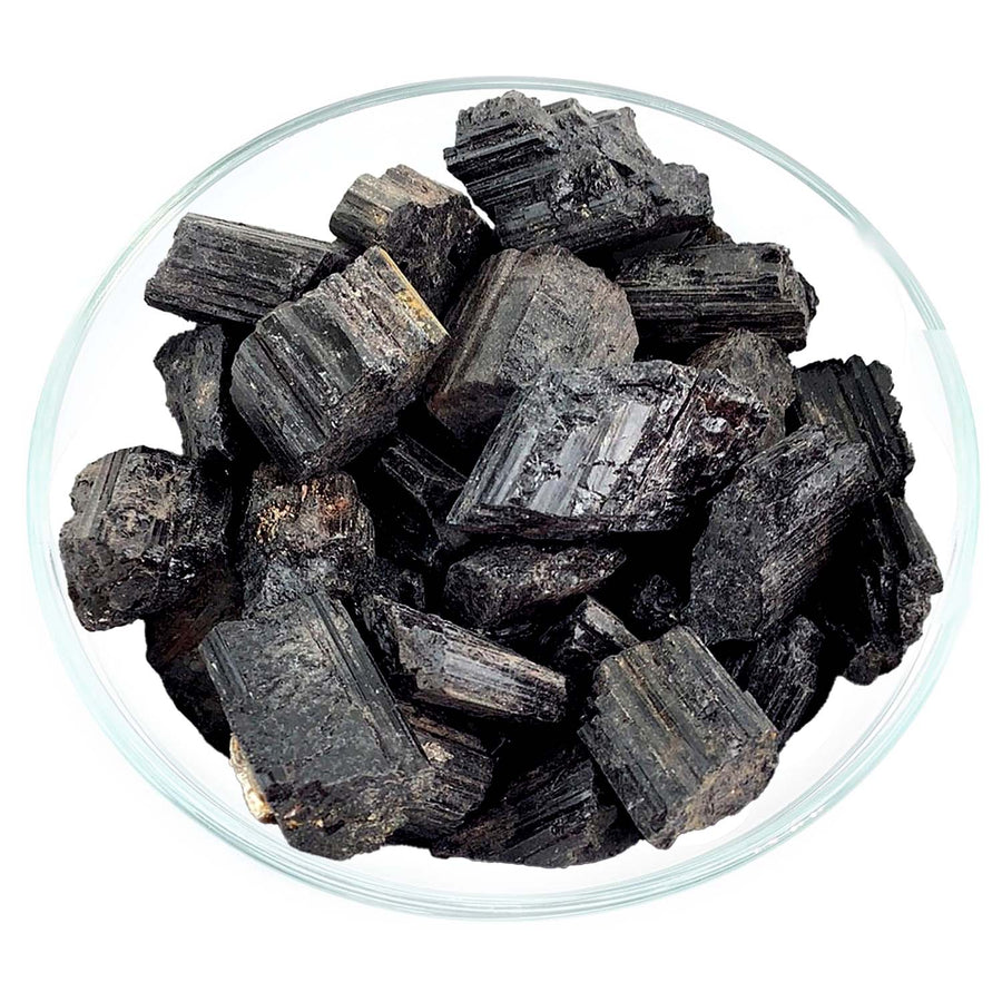 Black Tourmaline Rough Stone 1 oz Parcel SK1108B - Natural black tourmaline crystals