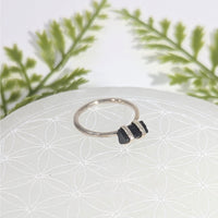 Sleek silver Black Tourmaline mini rod ring with faceted stone size 7.75 #BC1063
