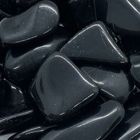 Thumbnail for Polished black obsidian stones in Black Tourmaline Tumbled #T018 with glossy surfaces