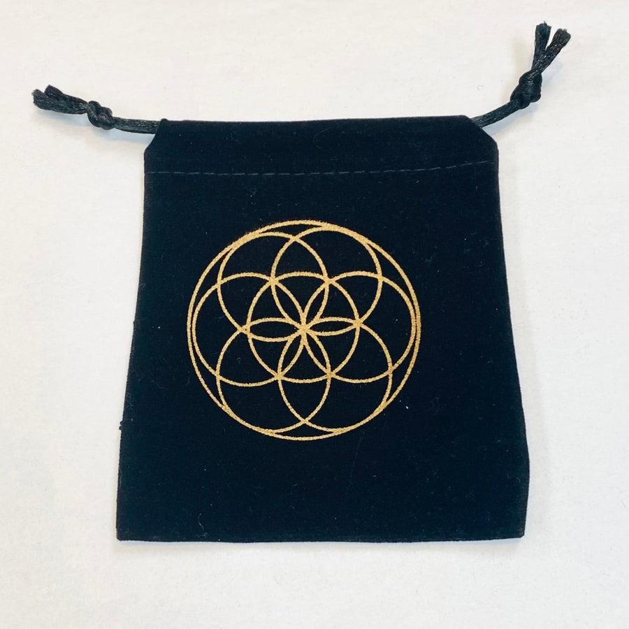Black Velvet Pouch (Variety) #Q027 - Luxurious black velvet pouch with elegant gold foil design
