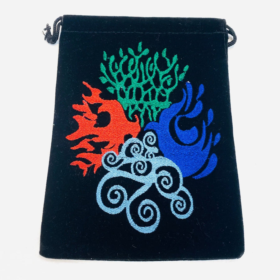Black Velvet Pouch (Variety) #Q027: Elegant black velvet bag with vibrant, colorful design