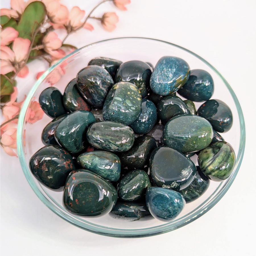 Polished bloodstone bowl from Bloodstone 1 - 1.2 inch Tumbled Stone #LV8061