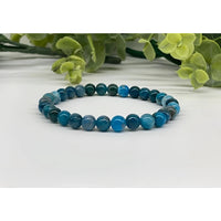 Blue Agate Apatite Stretchable Bracelet 6mm Beads LV9509