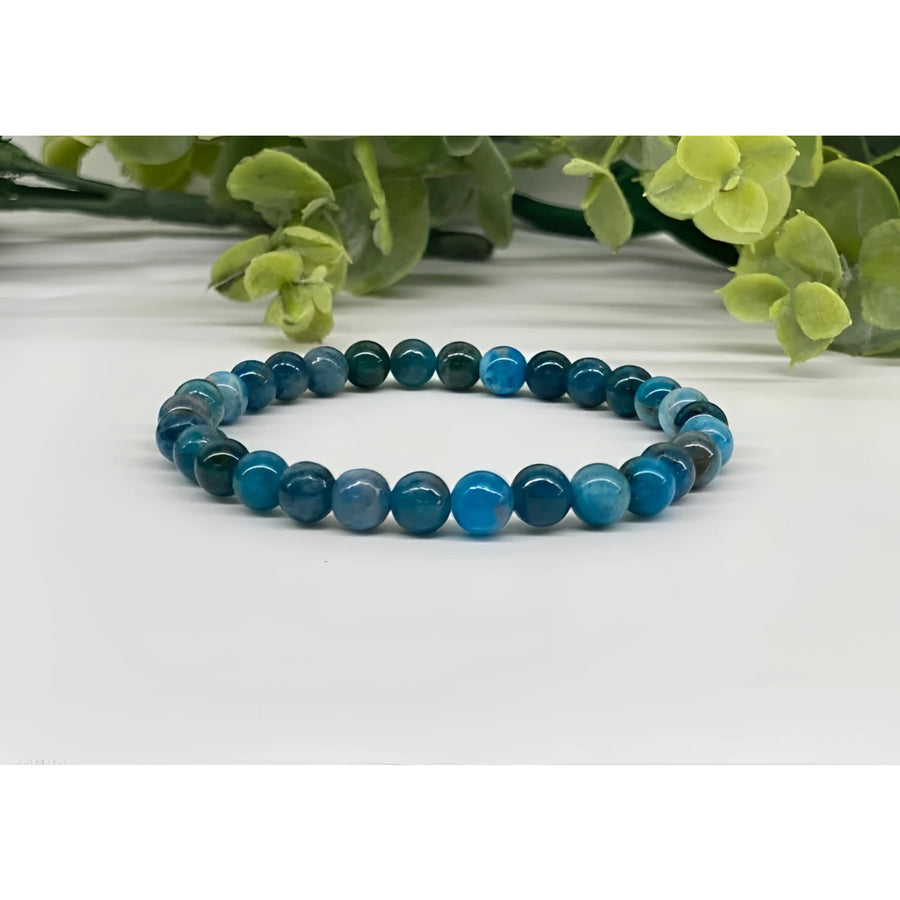 Blue Agate Apatite Stretchable Bracelet 6mm Beads LV9509