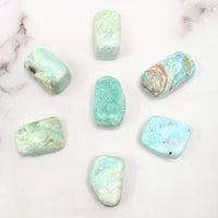 Thumbnail for Blue Aragonite tumbled stones on a marble surface #SK9735 - green and blue polished gems