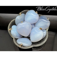 Thumbnail for 1 BLUE CHALCEDONY Heart Pendant with Sterling Silver Bale 