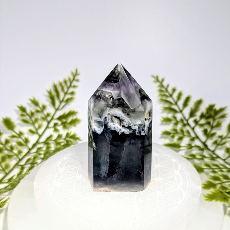 Blue Fluorite 2.75 inch Tower #BC0847 polished crystal with purple hues