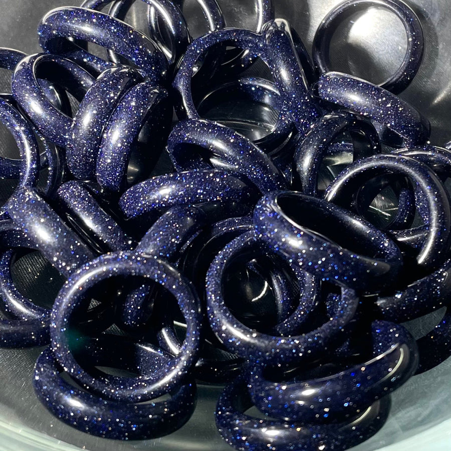 Blue Goldstone Multi-Size Full Band Stone Ring #LV6176