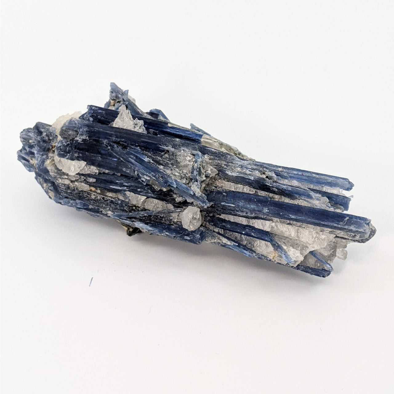 Blue Kyanite 347g Rough Specimen #R229 showcasing blue and white quartz crystals