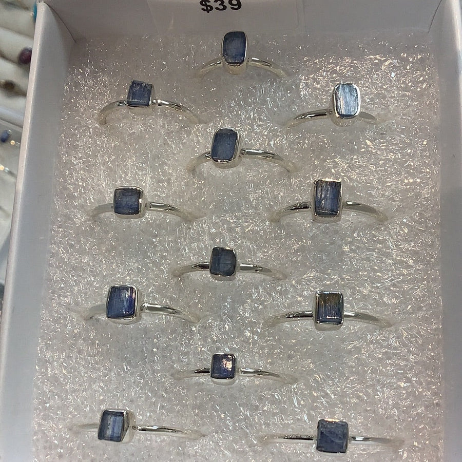 Blue Kyanite Natural Dainty Sterling Ring #J513 - $39
