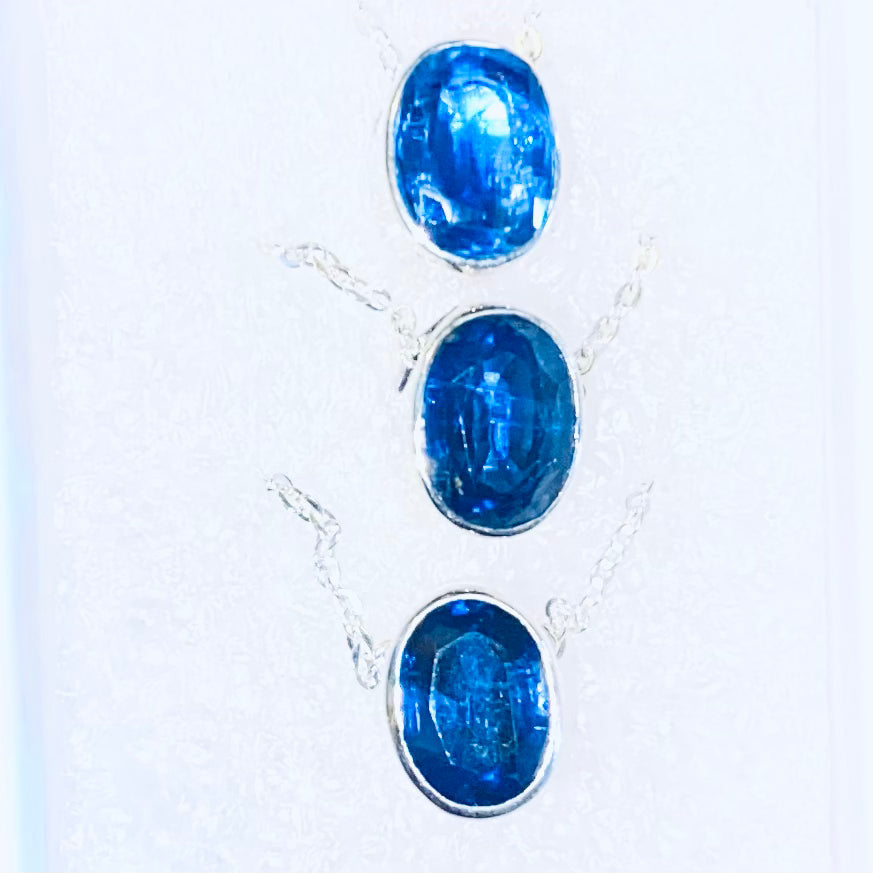 Blue Kyanite Sterling Silver Pendant #J634 - $86