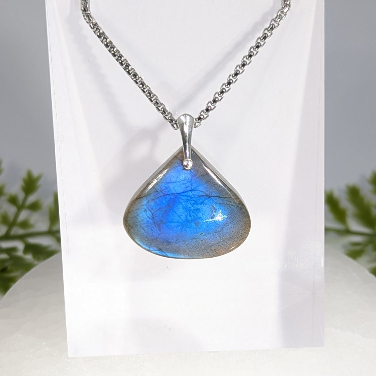 Blue Labradorite  1" Teardrop Pendant on 18" Chain #CS0005