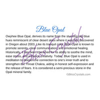 Blue Opal Crystal Information Card Double sided #HC183 $1.25