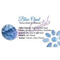 Blue Opal Crystal Information Card Double sided #HC183 $1.25