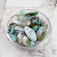 Thumbnail for Blue Opal Tumbled Stones (1-1.5’) - Stunning Blue & Green Rocks in a Bowl - #LV2291