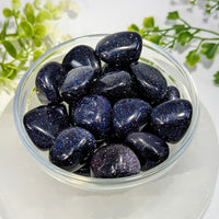 Deep blue polished blue sandstone tumbled stones 0.8 to 1 inch with sparkling glittery finish #bc1369