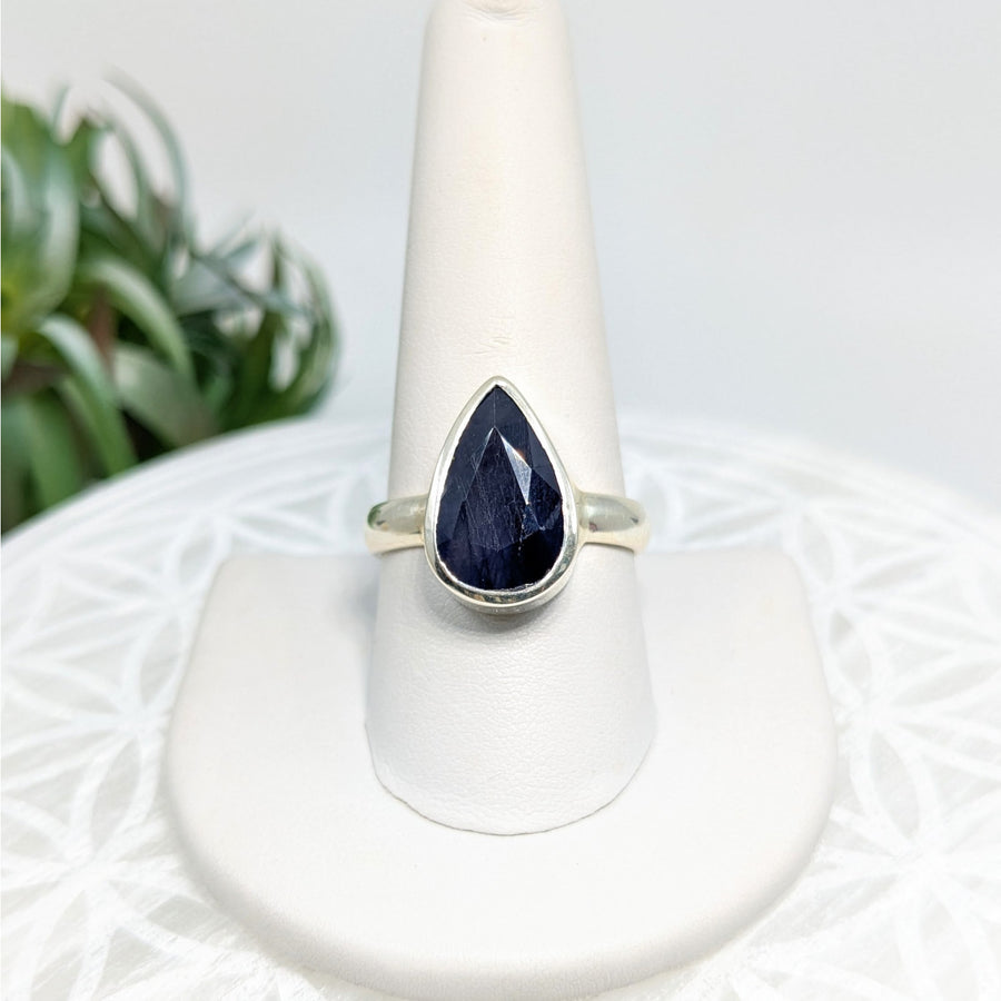 Blue Sapphire Sz 9.75 S.S. Ring #LV5954 - $140