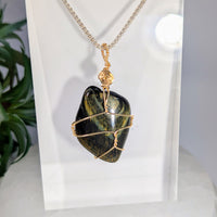 Blue Tiger’s Eye 2.3’’ Wire Wrap Pendant #LV9045 - $25