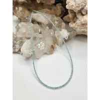 Aquamarine beaded necklace with silver accents and delicate chain