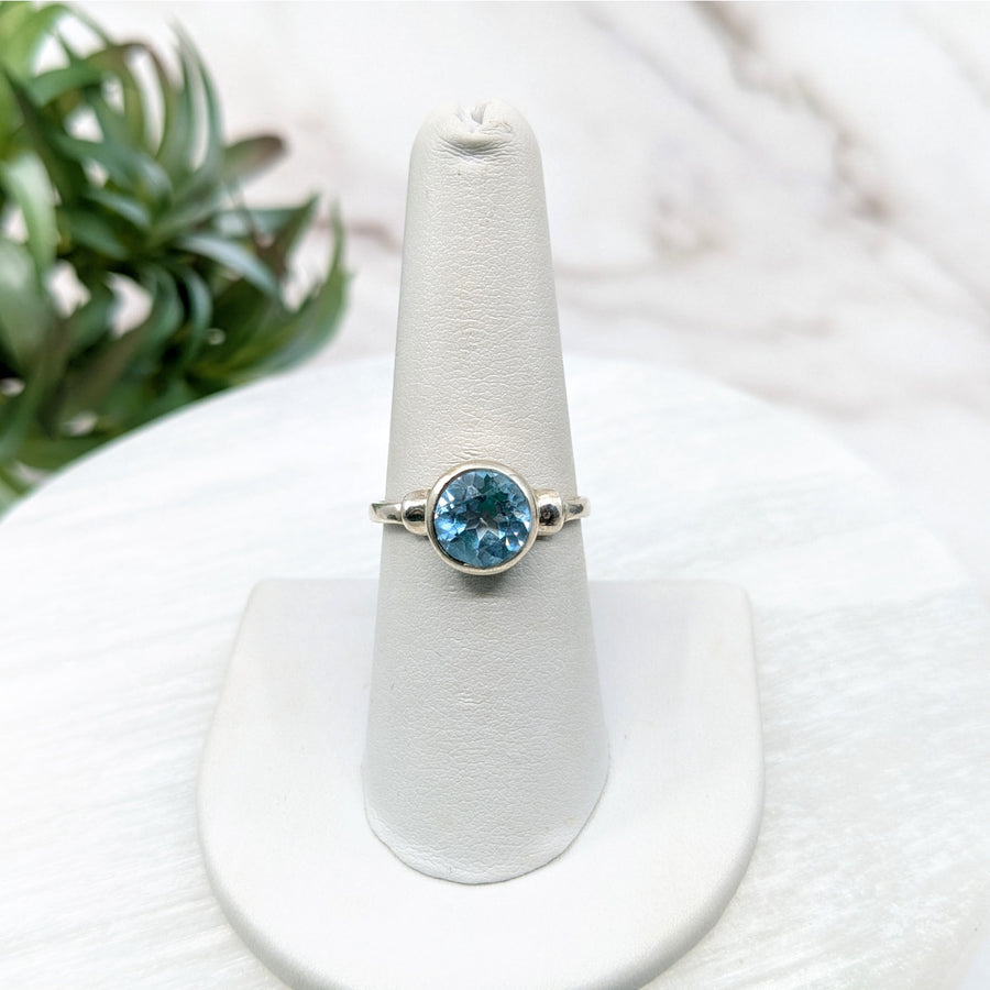 Blue Topaz S.S. Faceted Ring #LV5537 - 8.25 - $89