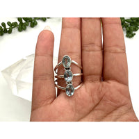 Silver 925 sterling triple band ring with blue topaz gemstones LV9511